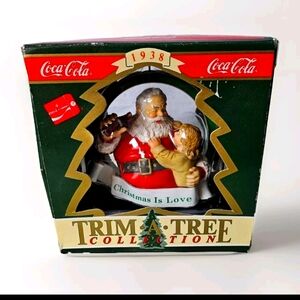 Coca-Cola Trim Tree Collectible Ornament 1990 Santa  "Christmas Is Love" NIB